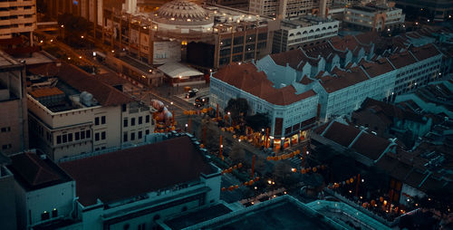 High angle view of buildings in city