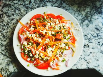 High angle view of salad in plate