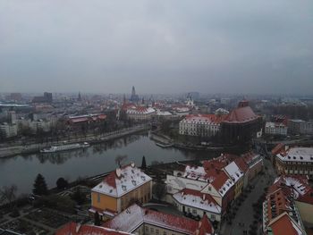 High angle view of townscape against sky