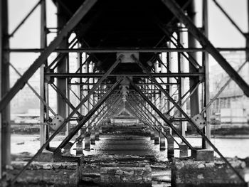 High angle view of bridge over sea against sky