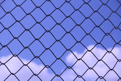 Full frame shot of chainlink fence against sky