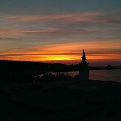 Scenic view of sea at sunset