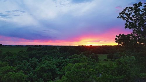 Scenic view of field against sky during sunset