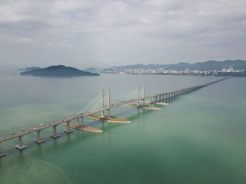 Bridge over sea against sky