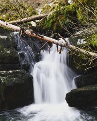 Low angle view of waterfall