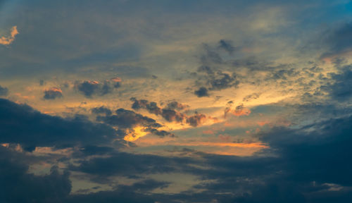 Low angle view of dramatic sky during sunset