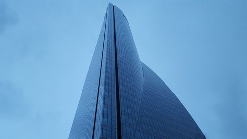 Low angle view of modern building against clear sky