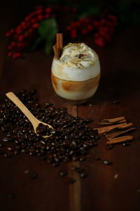 Close-up of coffee cup on table