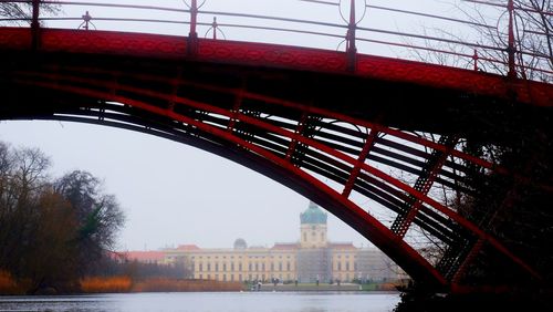 Low angle view of suspension bridge