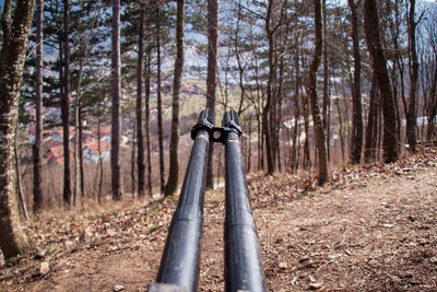 War artillery, tank shelling in the position of town, tube pointing toward the city