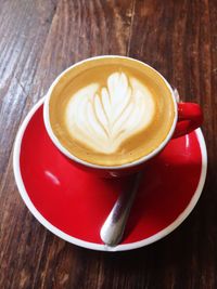 Close-up of cappuccino on table