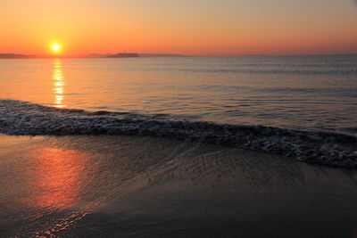 Scenic view of sea against sky during sunset