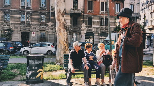 People on street in city