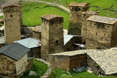 High angle view of old building