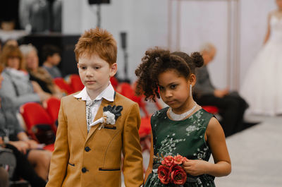 Girl and boy standing on ramp