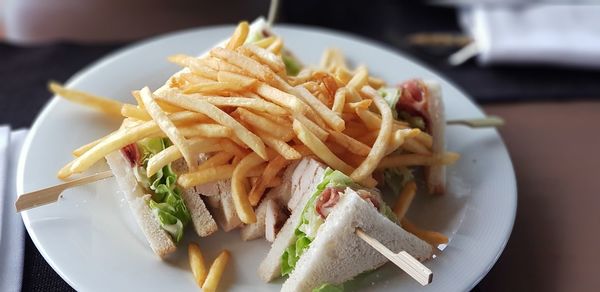 Close-up of food served on plate