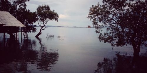 Scenic view of lake against sky