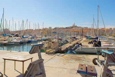 Boats in harbor