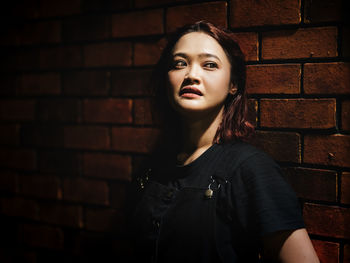 Night street portrait session with beautiful model