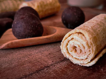 Close-up of bread on table