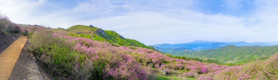 Scenic view of mountains against sky