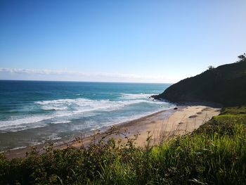 Scenic view of sea against clear sky