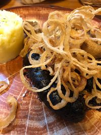 High angle view of food in plate