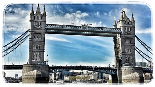 Low angle view of suspension bridge