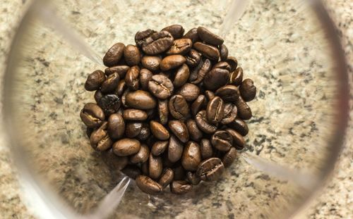 High angle view of roasted coffee on table