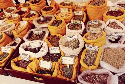 Various fruits for sale at market stall