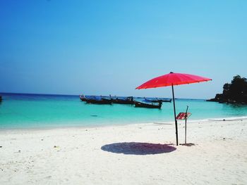 Scenic view of beach against clear sky