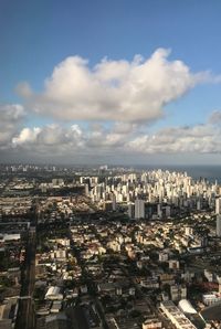 High angle view of buildings against sky in city