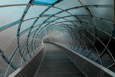 High angle view of empty footbridge