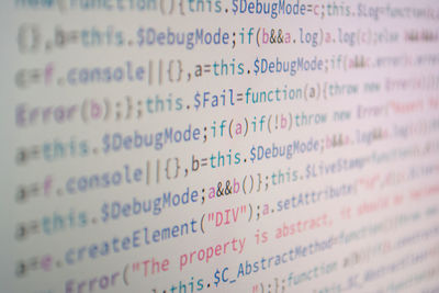 Full frame shot of program codes on screen