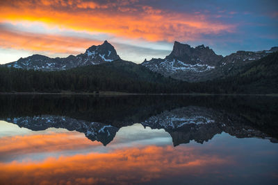 Reflection of clouds in lake during sunset