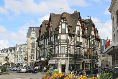 Low angle view of buildings in city