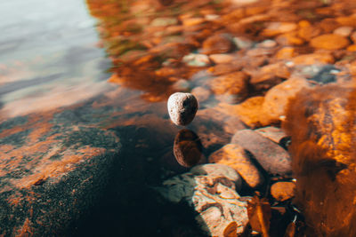 Floating rock above the water