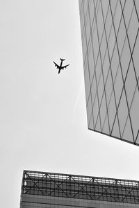 Low angle view of airplane flying in sky