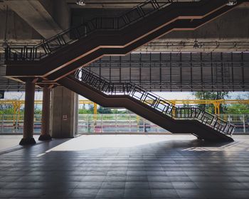 Low angle view of empty bridge in building