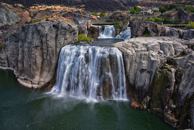 Scenic view of waterfall