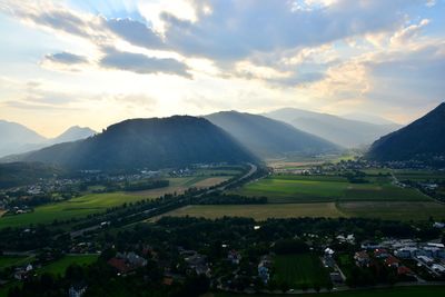 Scenic view of landscape against sky during sunset