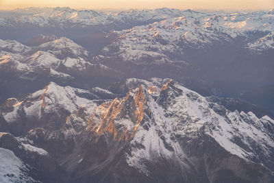 Aerial view of snowcapped mountains