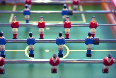 Close-up of foosball table
