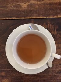 High angle view of coffee on table