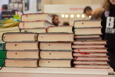 Stack of books on shelf