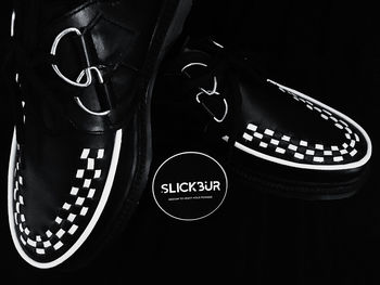 High angle view of text on black background