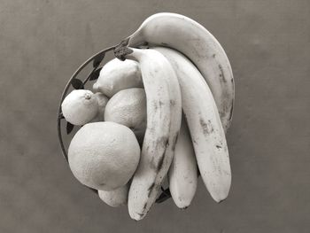 High angle view of fruits in bowl on table