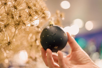 Cropped hand of woman holding crystal ball