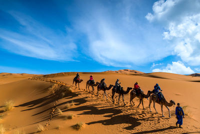 Group of people on sand dune