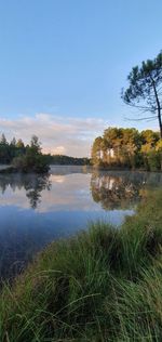 Scenic view of lake against sky